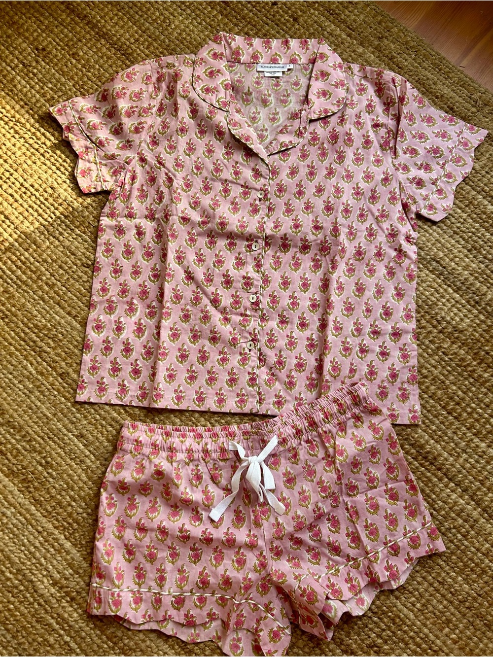 Mark & Graham Pink Floral Short Pajama Set NEW